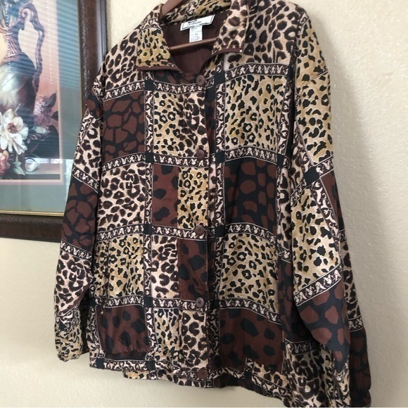 Vintage Carolina Bay Leopard Print Button Full Zip Jacket Size 18W - Picture 3 of 8